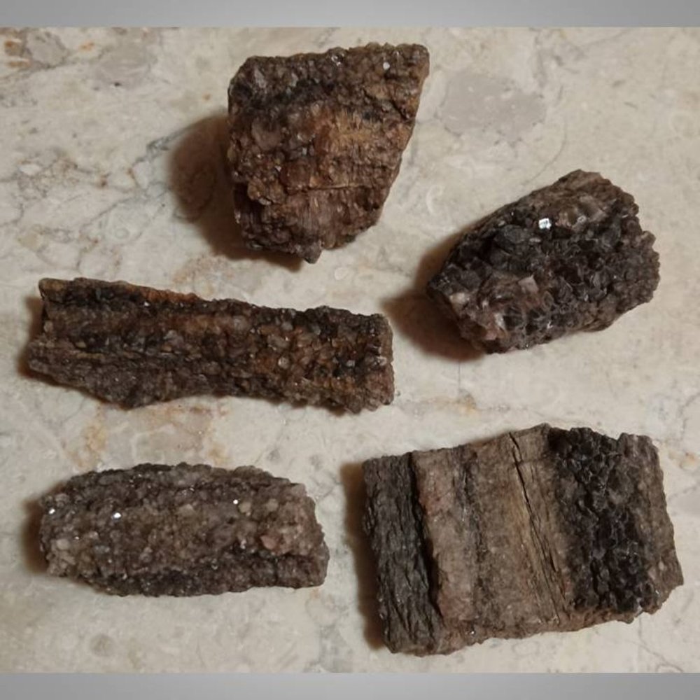 petrified wood covered in smokey \ smoky quartz stone rock fossil chunks - Picture 2 of 5